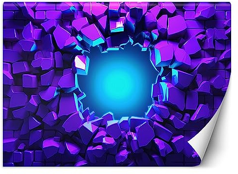 Feeby Papier Peint Intissé Néon Gamer Gaming 350x245 cm violet XXL Moderne Décoration Murale Tableaux Muraux Tapisserie Salon Chambre à coucher Adolescent Effet 3D