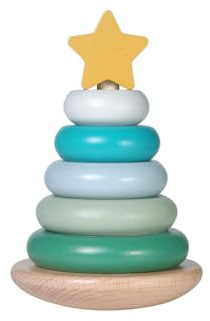 Kindsgut Stapelturm Tannenbaum, Motorikspielzeug, Kinder aus Holz, ab 12 Monaten, 7 Teile, Fördert die Feinmotorik, Lernspielzeug