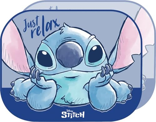 Tataway Par de toldos Laterales Lilo & Stitch Disney Lilo & Stitch de 44 x 35 cm, protección Solar para niños con gráficos de Stitch sobre Fondo Lila