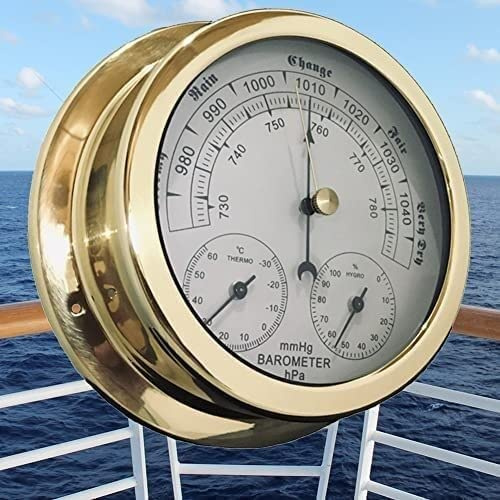 High-Precision Barometer, 5.6 Aneroid Barometer Weather Station - Traditional 3 In 1 Temperature Humidity And Air Pressure for Accurate Readings