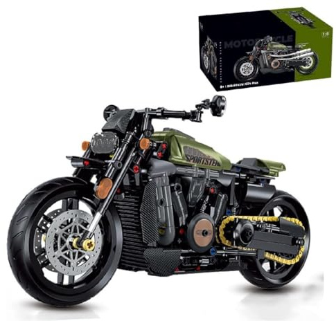 Technik Motorrad Bausteine, 634 Teile 1:8 Klemmbausteine Supermotorrad, Technik Gelände Motorrad Rennen Superbike Modellbausatz Geschenk für Kinder Erwachsene Kompatibel mit Andere Marken (60514)