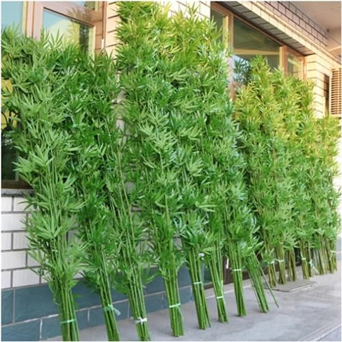 Divisorio legno listelli Arredamento per interni ed esterni, Foglie verdi lussureggianti realistiche, Albero finto di seta di bambù finto fai da te per la privacy della recinzione del giardino(5 Pack,