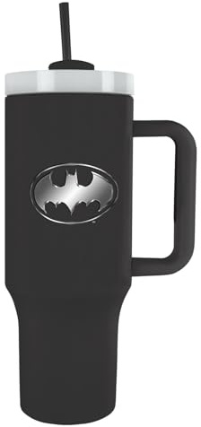 Pyramid International Batman Bat Emblem 40oz/1200ML Tumbler with Straw and Lid, Advanced Double-Wall Vacuum Insulation, Guarantees Cold Up to 11 Hours, Hot Up to 7 Hours, BPA-Free