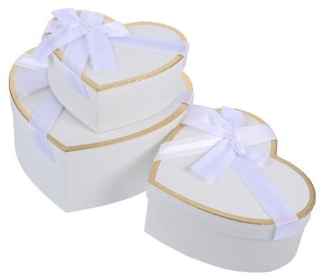 ANDRESLAD Herzförmige Geschenkbox Karton Tragbare Verpackung Hochzeitsbox Weiß mit Deckel Karton Aufbewahrungsbox für Valentinstag und Party