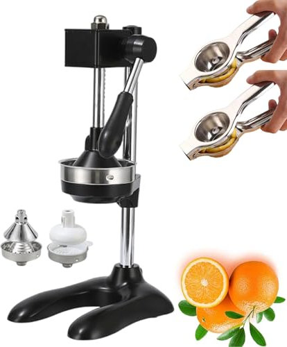 forplubossmmp Manual Hand Press Citrus Juicer Extractor, Stainless Steel Manual Lemon Press w/2 Molds & Small Juicer, Food Processors for Commercial - 99.7% Juice Yield, Easy Juice Extraction,black