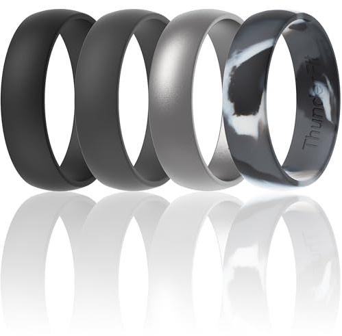 ThunderFit Unisex Silicone Wedding Rings Multipack 1 4 7