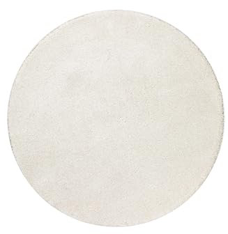 Wecon Home - Moderner Kurzflorteppich - Wohlfühlambiente für Wohnzimmer, Schlafzimmer, Esszimmer und mehr - Gewebter Teppich Wogh (120 cm rund, Creme beige)