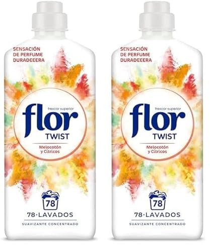 Reckitt Flor Twist - Suavizante para la Ropa Concentrado Aroma Melocotón y Cítricos 1404 ml - 78 Dosis (Paquete de 2)