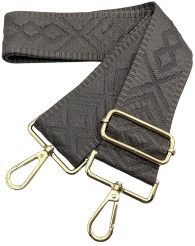 Verstellbarer Taschengurte Breit, 5cm Schultergurt für Tasche, Taschengurte zum Wechseln Goldener Karabiner Schulterriemen, Umhängegurt fur Damen Handtaschen Crossbody DIY, (Dunkelgrau) 8