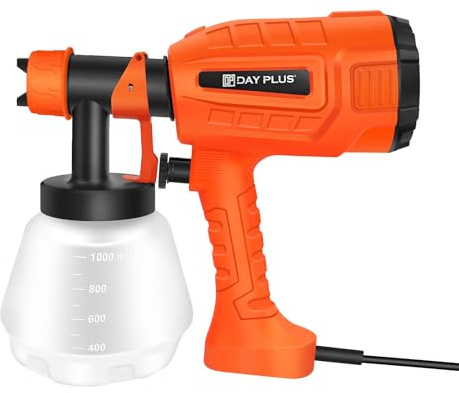 400W Farbspritzpistole 800 ml/min, Elektro Lackierpistole Farbspritzgerät mit 1000ML Behälter, 3 Sprühmuster, instellbarer Strömungssteuerknopf