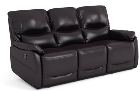 Bostonsofa Florida Sofa 3-Sitzer mit Relax-Funktion - Elegantes - Komfortables und platzsparendes Ledersofa - für kleine Wohnzimmer - hochwertige Materialien - Zero-Wall System - Dunkelbraun