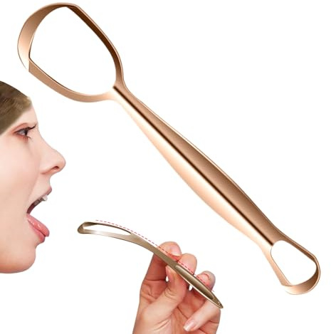 Strumento per la pulizia della lingua in acciaio inox, a forma di ventaglio, per migliorare l'igiene orale e la pulizia quotidiana per adulti e familiari