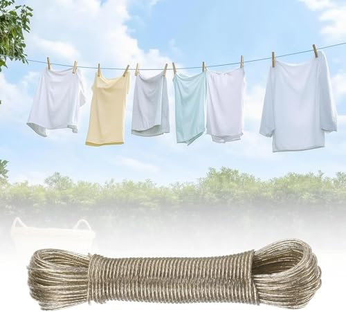 Farnirvana Filo per Stendere il Bucato da Esterno 30 m, Filo Stendibiancheria per Esterno, con Guscio in PVC, Corde per Stendere i Panni, per Giardino, Campeggio e Esterno