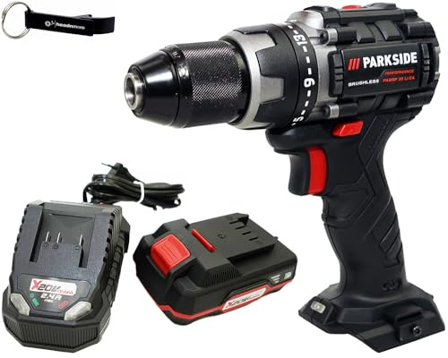 HEADNMORE Bundle – PARKSIDE PERFORMANCE 20 V sladdlös borrskruvdragare PABSP 20 (inkl. 2 Ah batteri) nyckelring
