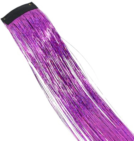 8 extension per capelli sintetici con clip, accessori per capelli per ragazze, ciocche di capelli colorate, 50 cm, per donne, ragazze, feste, festival, cosplay, viola scuro