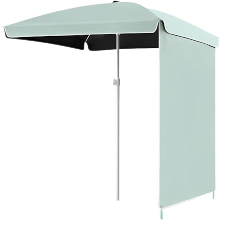 Großer Strandschirm, 160 x 160 cm, UPF 50+, Sonnenschirm, höhenverstellbar, tragbar, mit Aufbewahrungstasche, rechteckig, Gartenschirm für Terrasse & Außenbereich (Blau)