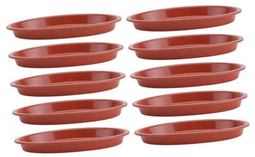 Gatuida Vassoi Ovali in Spessa per Bonsai e Vasi da Fiori 10 Pezzi Colore Rosso Mattone Sottovasi per Giardino e Balcone Materiale Durevole Facili da Montare e Riporre