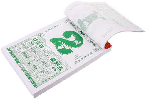 WRITWAA Lunar Kalender Wandkalender Traditioneller Abreißkalender Chinesischer Drachenjahr Planer Robustes Papier Dekoratives Wandhängendes Mondkalender-design Zufälliger Stil