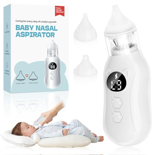 UIOF Electric Nasal Aspirator Baby | Portable Snot Sucker Toddler | Rechargeable Suction Power & Washable | Aspirator Electric Nose Sucker for Baby with 2 Silicone Tips