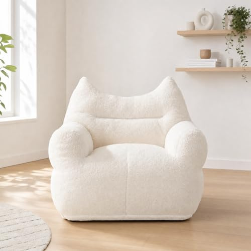 Fiximaster Sitzsack Erwachsene mit Füllung XXL, Ergonomischer Bean Bag Chair aus Teddyfleece, Bequemer Lesesessel Loungesessel für Wohnzimmer und Schlafzimmer 100x95x68 cm
