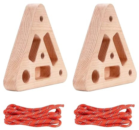 Tragbarer Hangboard - Dreieckiger hölzerner Handtrainer mit mehrstufigen Griffmulden - Hängendes Trainingsbrett mit Türhalterung - für Garage, Keller, Wohnung, Fitnessstudio, Studentenwohnheim, Studio