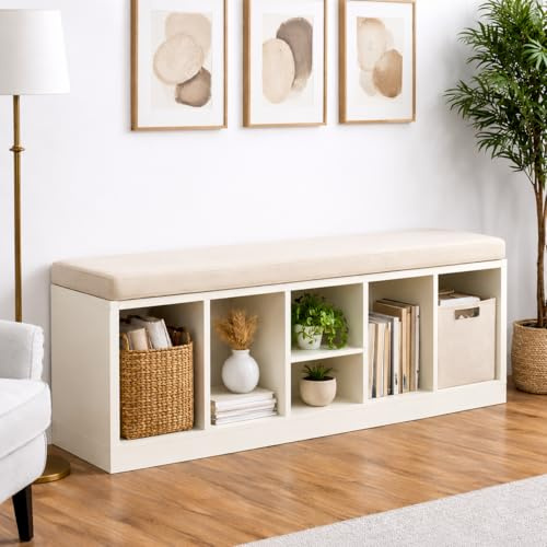 AMANSTYLE LTD Waterproof Bench Cushion 147 x 42 x 5cm, Cream