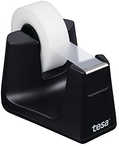tesa 53907-00000-00 Tischabroller Easy Cut Smart, inklusiv 1 Rolle matt-unsichtbar, 33 m x 19 mm, schwarz