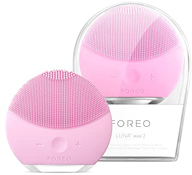 FOREO LUNA mini 2 Facial Cleansing Brush - Travel Accessories - Face Massager Electric - All Skin Types Ultra-hygienic Skincare - Simple Face Wash - Silicone Electric Face Cleanser - Pearl Pink
