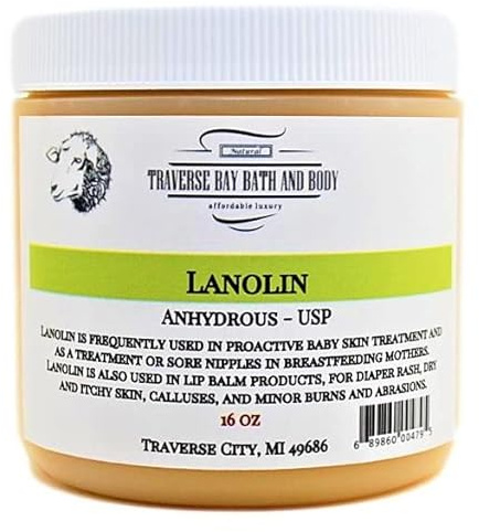 Lanolin - Anhydrous - USP, 16 oz, Safety sealed container. Soap making, lotion, creams, bath, beauty.