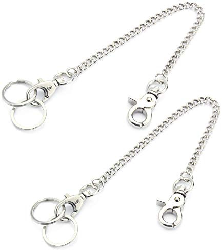 wisdompro Schlüsselkette Edelstahl 20.3 cm, Schlüsselkette mit Karabiner und Schlüsselringe, Kann als Hosenkette, Portemonnaie Kette, Schlusselbandkette (8 Zoll)