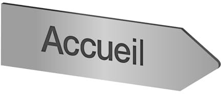 DECOHO - Flèche droite personnalisable en plastique bi-couche - Gravure laser, adhésif 3M, 80x300 mm, usage intérieur et extérieur - argent brossé - Plaque Argent brossé - Lettres noires