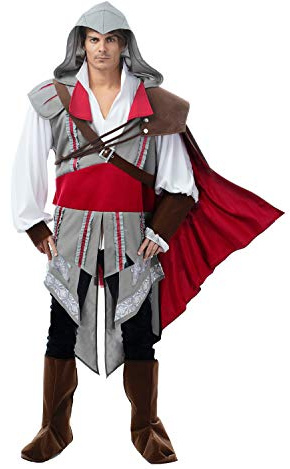 Herren Kostüm Assassins Creed Ezio Deluxe Gr. M-XL weiß rot Fasching Karneval (XL)