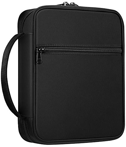 FINTIE Bibelhülle Bibelumschlag, Tragen Bibel Buchumschlag in Standardgröße, Bibeletui mit Griff und Reißverschluss Tasche, Bibelüberzug Geschenk für Männer Frauen, (*Schwarz)