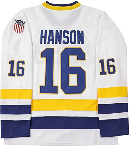Youth Hanson Brothers #16 Steve Charlestown Chiefs Slap Shot White Moive Hockey Jersey Stitched Letters and Numbers S-L