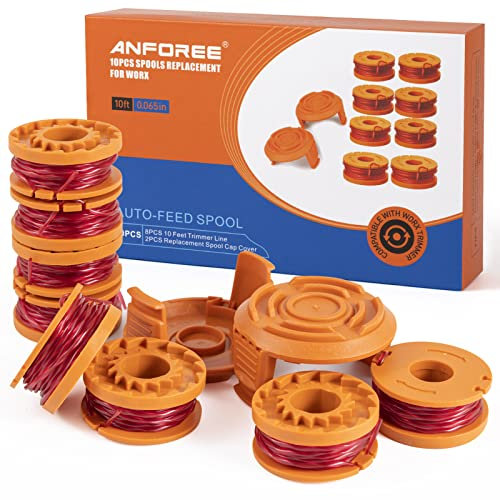 Strimmer Spool Line for Worx, Auto Edger Spools Replacement Compatible for Worx Weed Eater Trimmer Line Refills 10ft 0.065 inch (10Pcs)