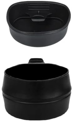 Lot de 2 tasses pliantes en plastique – 200 ml de camping pliables (noir)