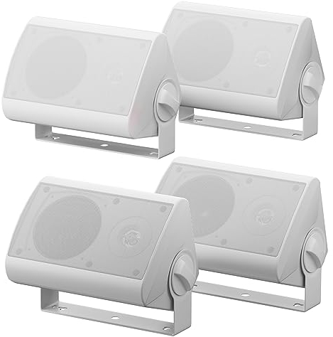 Herdio Altoparlanti da esterno da 4'', Altoparlante impermeabile con montaggio a parete con stereo espansivo, durata per tutte le stagioni, per patio, feste in casa 400 W (4 altoparlanti)