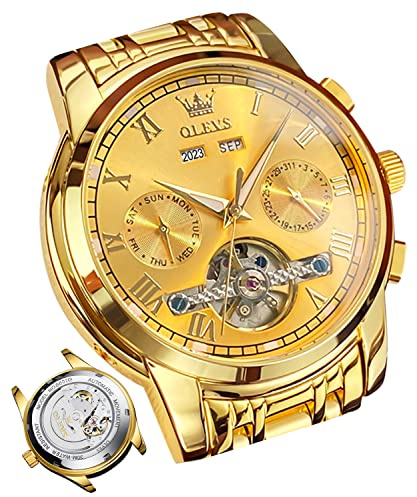 OLEVS Herrenuhren mit Datum Kalender Geschäft Quarz Armbanduhr Analog Edelstahl Wasserdicht Leuchtend Zwei-Farbig Casual Armbanduhr