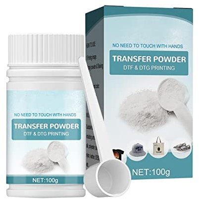 Amesor 100 G DTF Powder White Digital Transfer Hot Melt Adhesive - Waterproof Digital Transfer Powder - DTF Hot Melt Adhesive Powder For All DTF And DTG Printers, For Black Or Dark Colored Garments