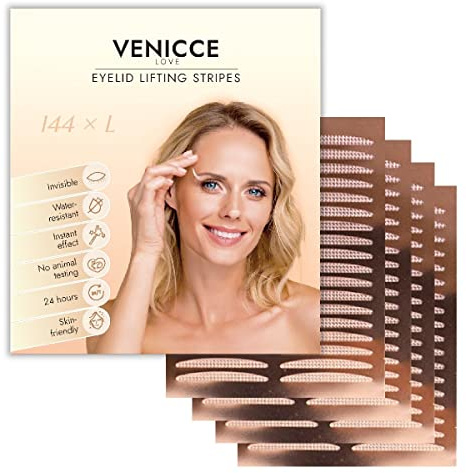 VENICCE LOVE Ögonlocksremsor för att strama upp ögonlocken | mot hängande ögonlock | Ögonlocksåtstramning | Ögonlockstejp | ögonlockslyft utan operation | Eyelid Lifting Stripes | 144 X L