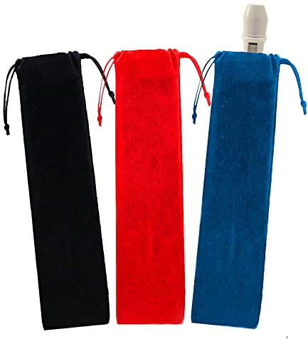 Tasche für Sopranblockflöte,Blockflöten,Flöte Tasche,Sopranblockflöte, Samtbeutel,Flötenetui Pocket,Ideal für Flöten,Klarinetten,Drumsticks,Mundharmonikas,Kürbisgewächse,Schwarz/Rot/Blau (37X6cm)