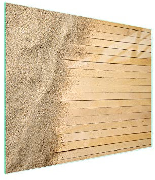 DarHaus Herdabdeckplatte einteilig 52x30 cm Ceranfeld Abdeckung Glas Spritzschutz Abdeckplatte Glasplatte Herd Ceranfeldabdeckung Deko, Sand Holz
