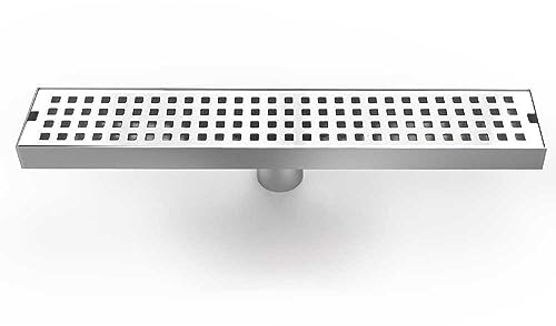 WOLFBIRD 40CM Canalina per doccia con sifone, canalina di scarico per il pavimento della doccia, Scarico Doccia a pavimento, Scarico Doccia con dispositivo deodorante e filtro per capelli…