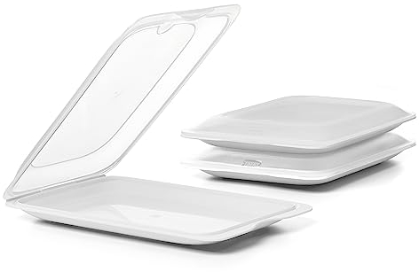 Tatay Porta Embutidos Fresh | Set de 3 Estándar | Tupper Embutido Nevera | Tapa Extraíble, Apilable | Apto Congelador, Microondas y Lavavajillas | Libre de BPA, 17 x 3,2 x 25,2 cm, Color Blanco