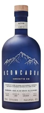 Aconcagua, handcrafted Gin. Liquore prodotto con acqua di disgelo dell'Aconcagua ed erbe aromatiche. Bottiglia da 700 millilitri.
