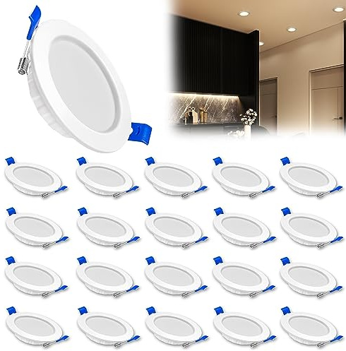YRHome LED Einbaustrahler 5W 230V Flach Bad Einbauleuchten Deckenspots Badleuchte Mini Einbauspot Deckenstrahler für Küche Bad Wohnzimmer Schlafzimmer Flur (20er 5W, Warmweiß, Typ B)
