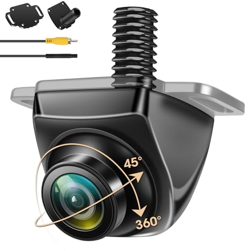 AHD 1080P Retrocamera Auto, Telecamera Auto Retromarcia 360° Rotante Alloggiamento in Metallo Telecamera Posteriore Auto Universale 170° Grandangolo Visione Notturna 12V-24V Per Camper SUV Pickup