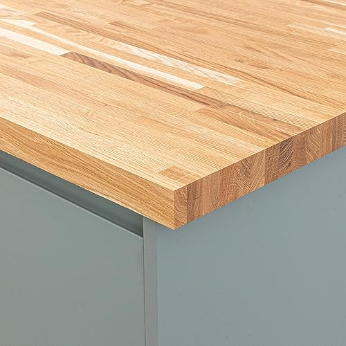 Solid Oak Kitchen Worktop | 1000mm x 620mm x 40mm | Premium Wood Worktops | Oak Wooden Timber Counter Tops | Cut To Size Customisation Available | Real Wood Block Stave Kitchen Countertops
