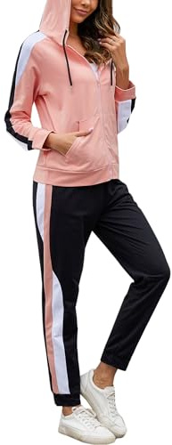 Litherday Tuta Donna Invernale Completo Sportivo Elegante in Cotone con Felpa e Pantaloni, Abbigliamento Donna per Jogging, Yoga, Fitness e Casa Pesca XL