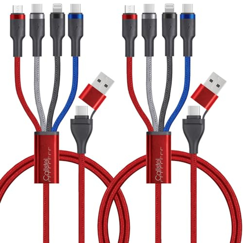 Callstel Multiladekabel: 2 x 8in1-Datenkabel USB-C/A zu USB-C/Micro-USB/Lightning, 1,2m, 60w (multifunktionale Ladekabel, Multi Ladekabel iPhones, Kopfhörer Adapter)